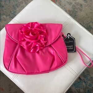Pink Flower Wristlet